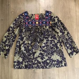Johnny Was Floral Embroidered Top